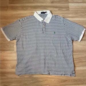 Ralph Lauren Navy Striped Polo with White Accents